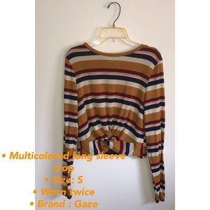 Multicolored Long Sleeve Crop